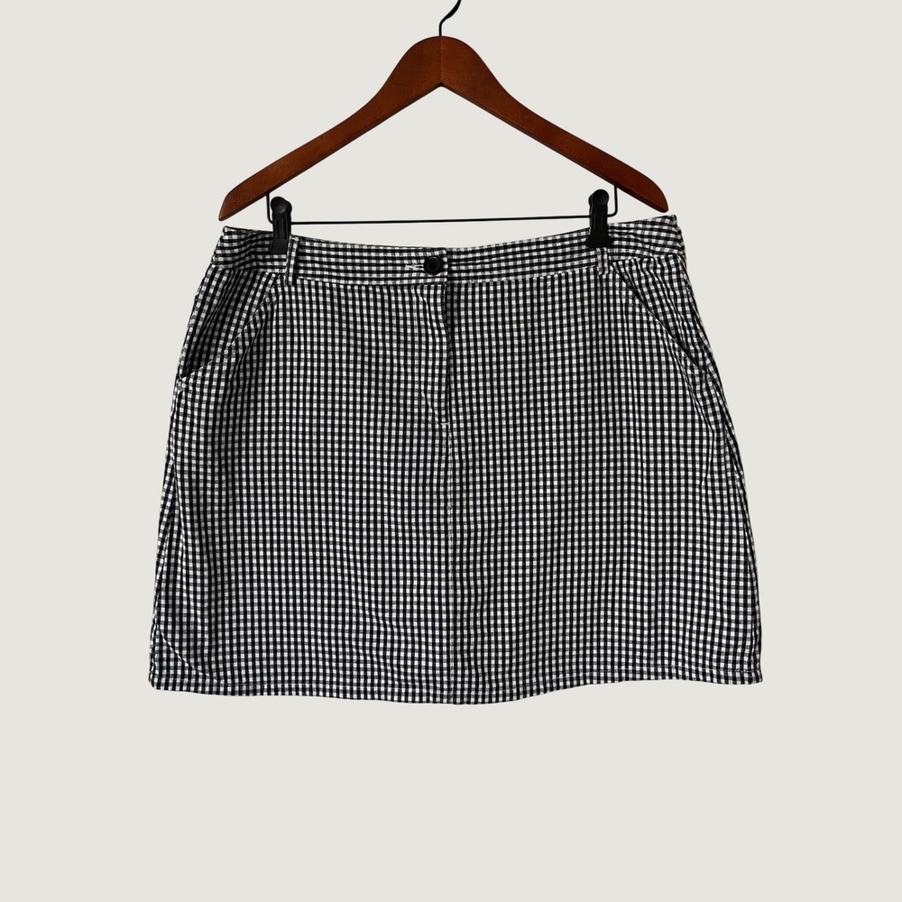 White Stag Black White Gingham Skort Womens 14 Mini Skirt Built-in Shorts Pocket